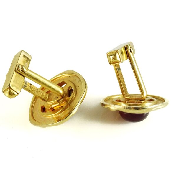 Anson 1940s 50s Vintage Cufflinks Red Cabochon Round - Picture 3 of 4